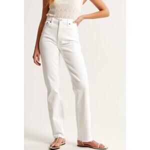 Abercrombie & Fitch The '90s Straight Ultra High Rise White Cream 16